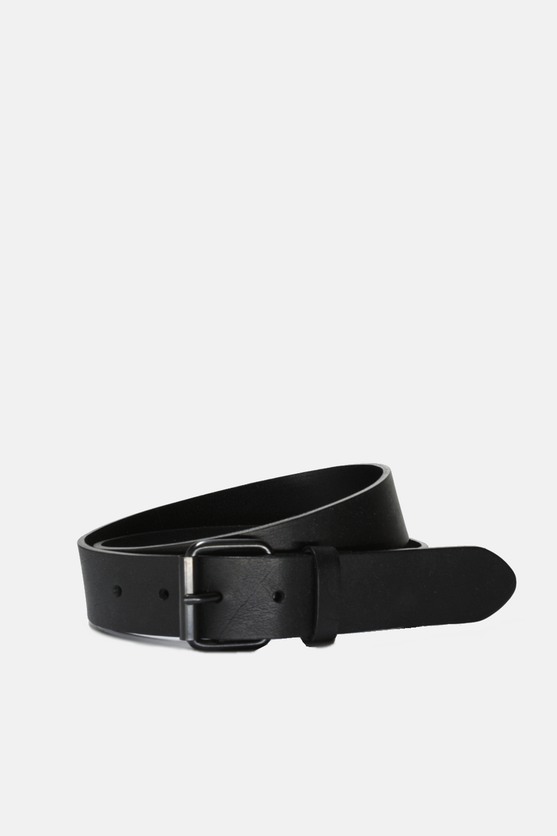 Black Leather on Black Buckle Belt: Medium