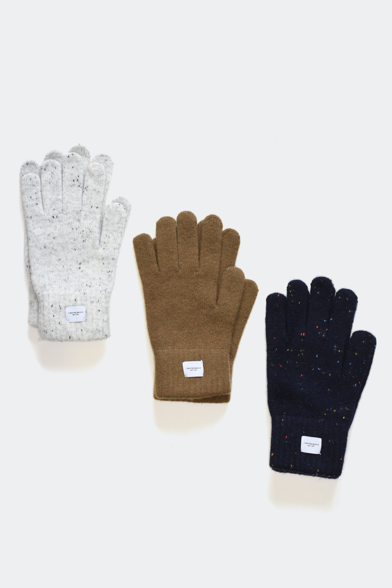 Ribbed Cashmere Wool Knitted Glove: Navy
