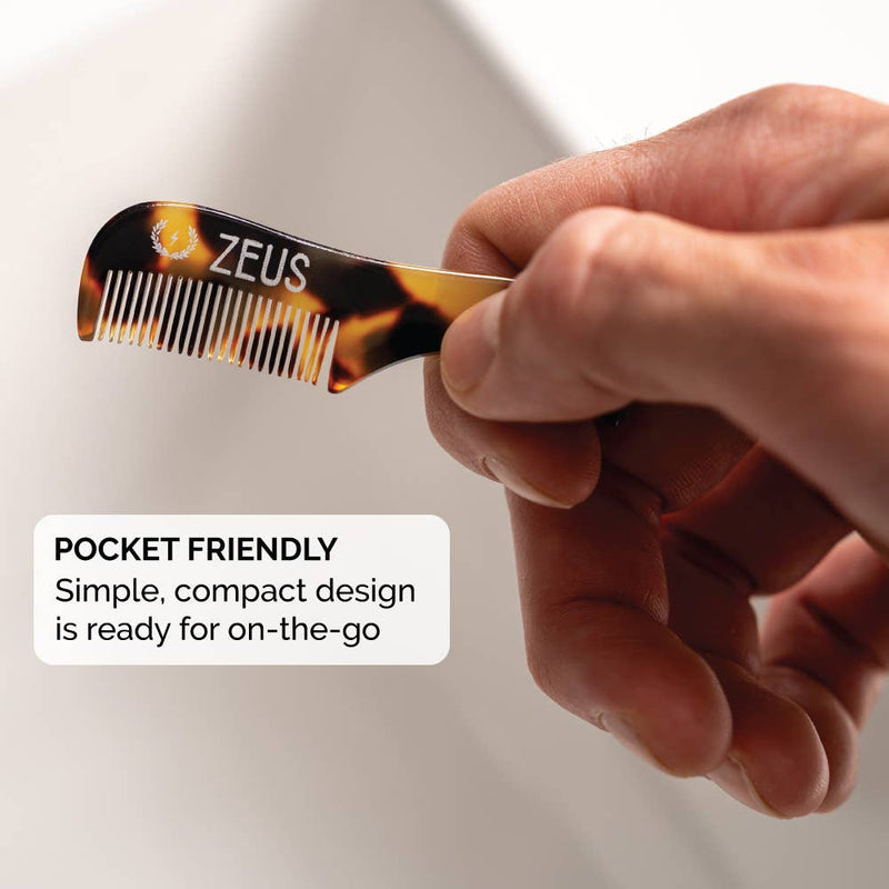 Acetate Mustache Comb, 3” - Tortoiseshell