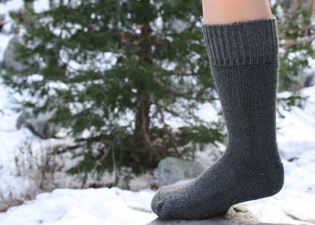 "Superwarm" Alpaca Socks - Made in the USA: Grey / Large / Superwarm
