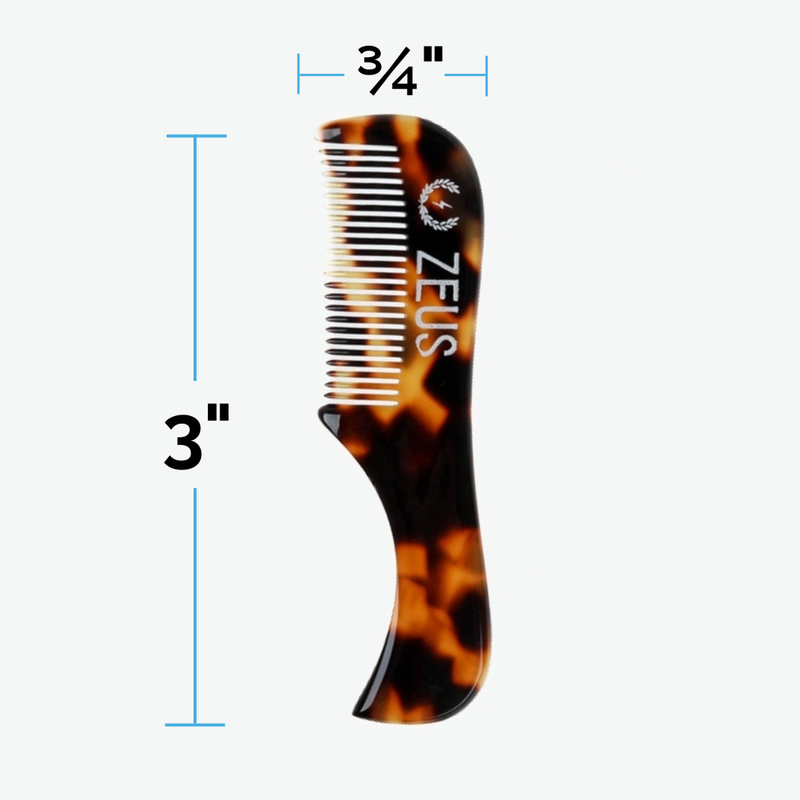 Acetate Mustache Comb, 3” - Tortoiseshell