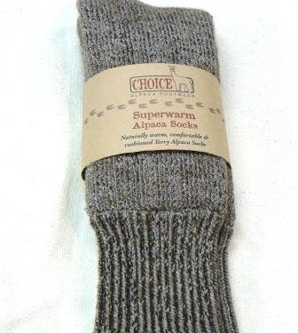 "Superwarm" Alpaca Socks - Made in the USA: Cocoa Brown / Large / Superwarm