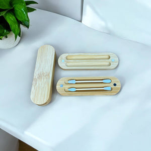 Reusable Bamboo Ear Buds in Case