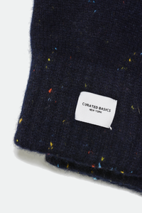 Ribbed Cashmere Wool Knitted Glove: Navy