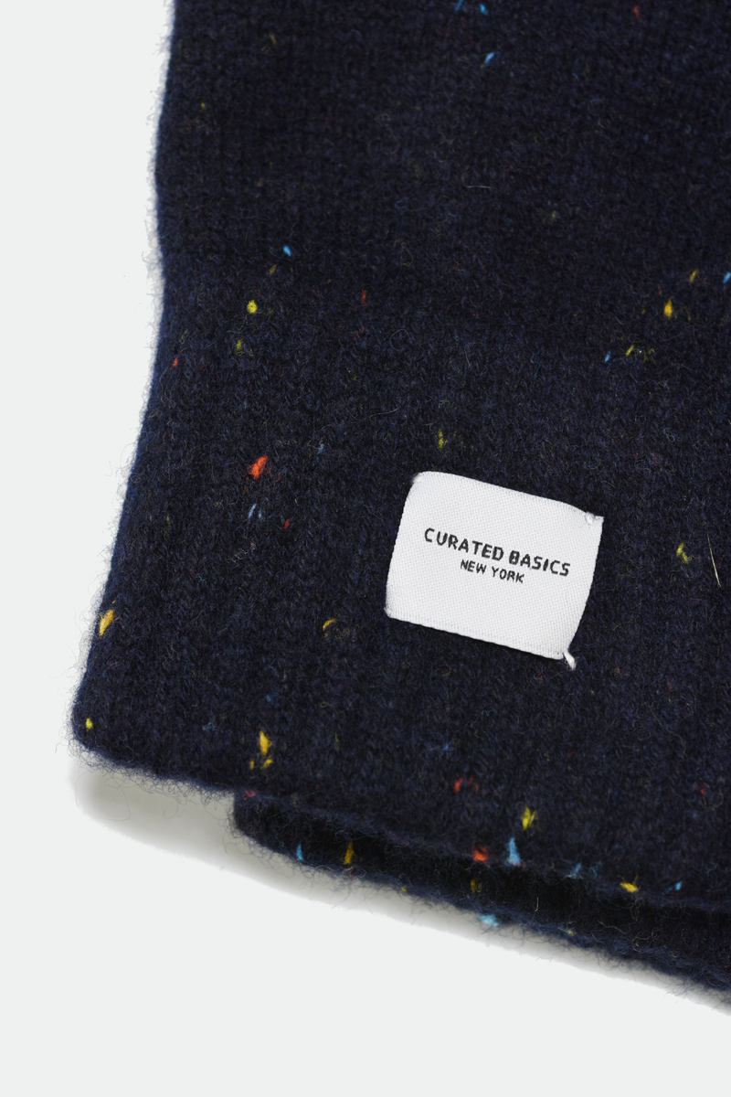 Ribbed Cashmere Wool Knitted Glove: Navy