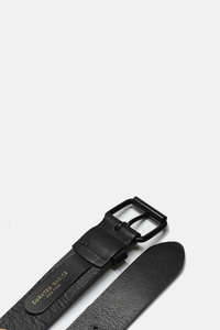 Black Leather on Black Buckle Belt: Medium