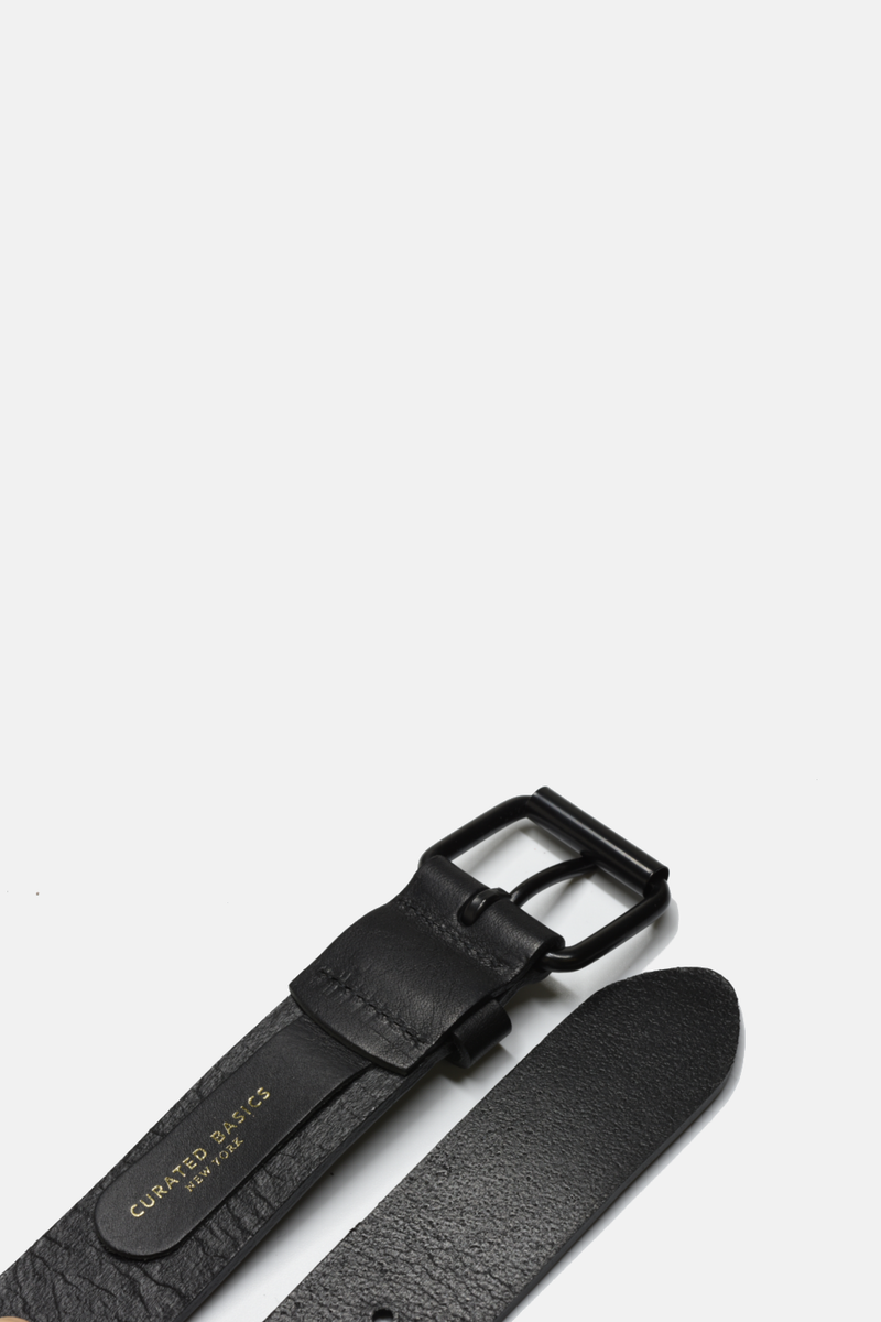 Black Leather on Black Buckle Belt: Medium