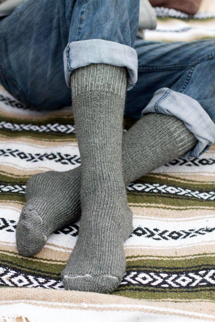 "Superwarm" Alpaca Socks - Made in the USA: Cocoa Brown / Large / Superwarm