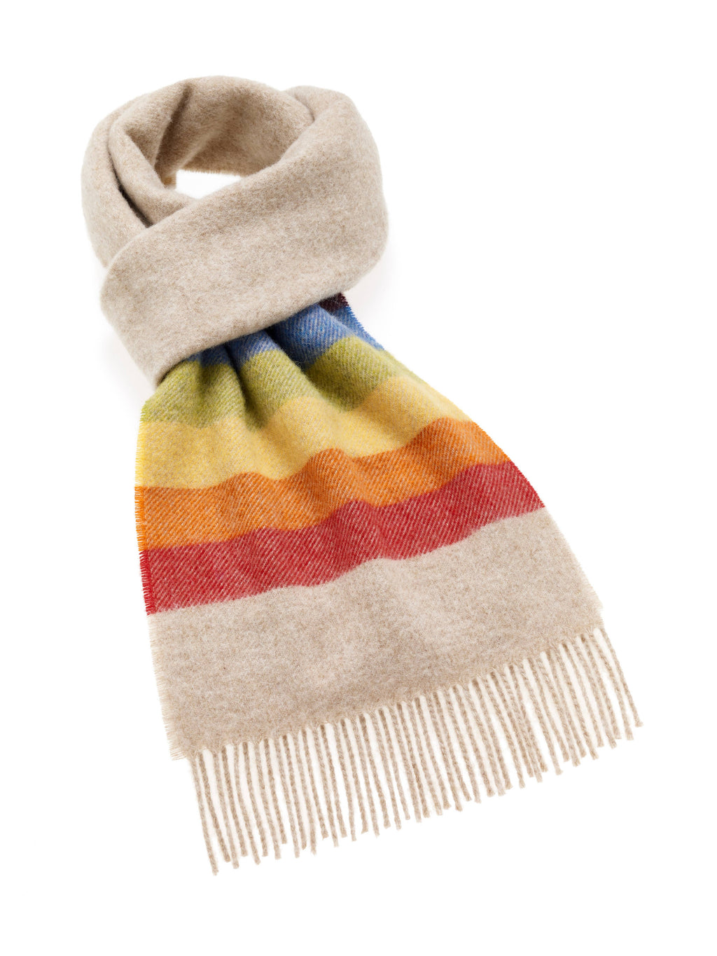 Pride Rainbow Beige Scarf - Merino Lambswool - Made in UK