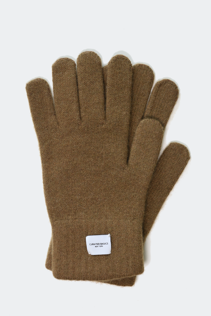 Ribbed Cashmere Wool Knitted Glove: Navy