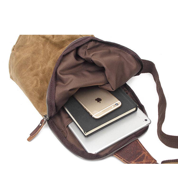 Canvas Leather Crossbody Sling Bag