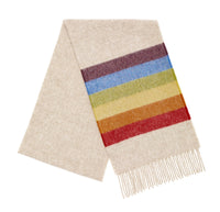 Pride Rainbow Beige Scarf - Merino Lambswool - Made in UK
