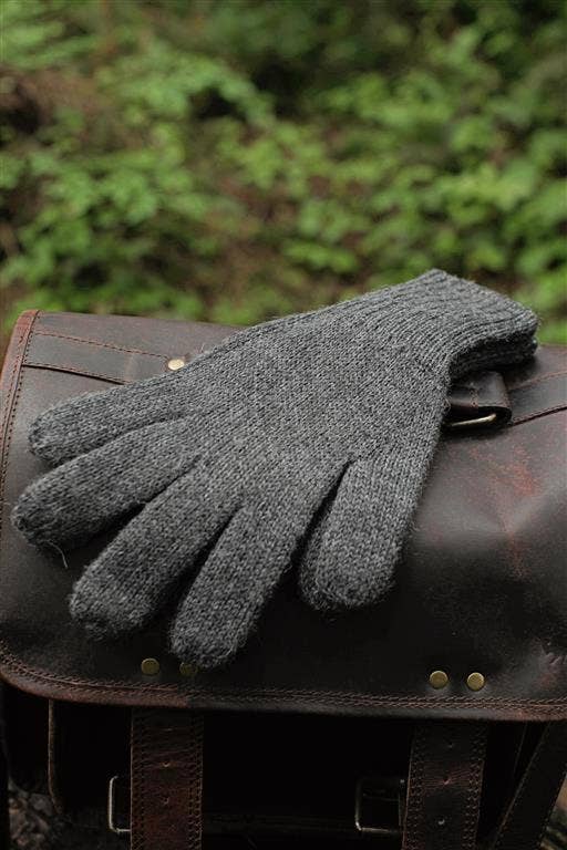 Iditarod 100% Alpaca Double-Thick Reversible Gloves: Black/MedGrey / Large