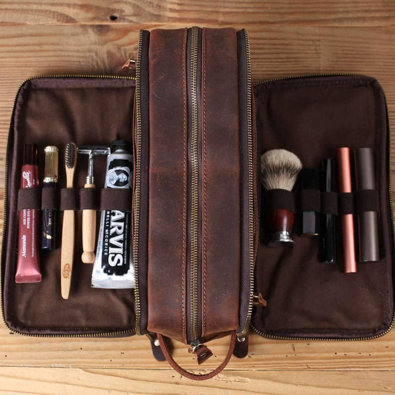 Waterproof Leather Dopp Kit / Standard Size