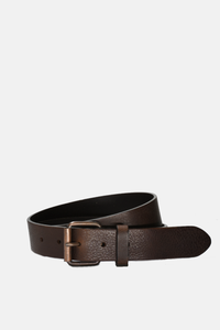 Dark Brown Leather with Copper Buckle Belt: Medium
