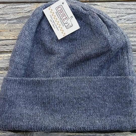 Iditarod 100% Alpaca Beanie Hat: Med Grey / Standard Fit