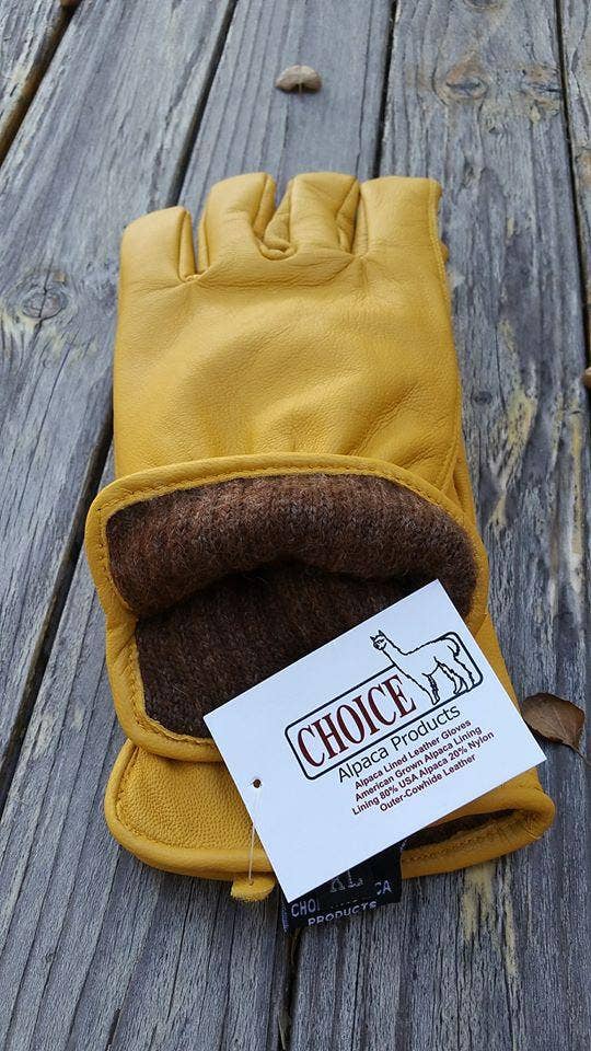 Alpaca Knit Lined Cowhide Leather Gloves - Alpaca Made in the USA: Tan / XX-Large