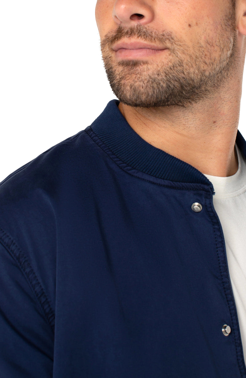 Snap Closure Bomber Jacket