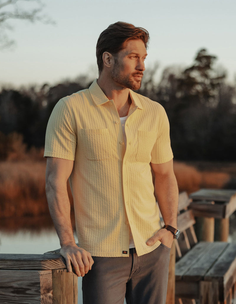 Short Sleeve Knit Getaway Button Up
