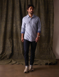 Textured Knit Shirt in Vintage Blue