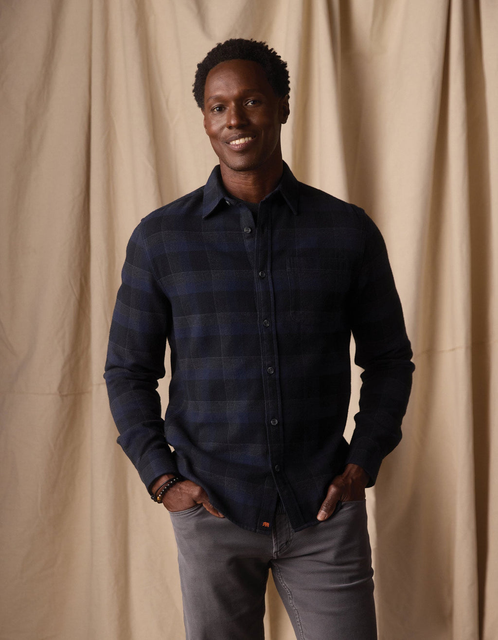 Louis Heavyweight Flannel Overshirt in Midnight Blue