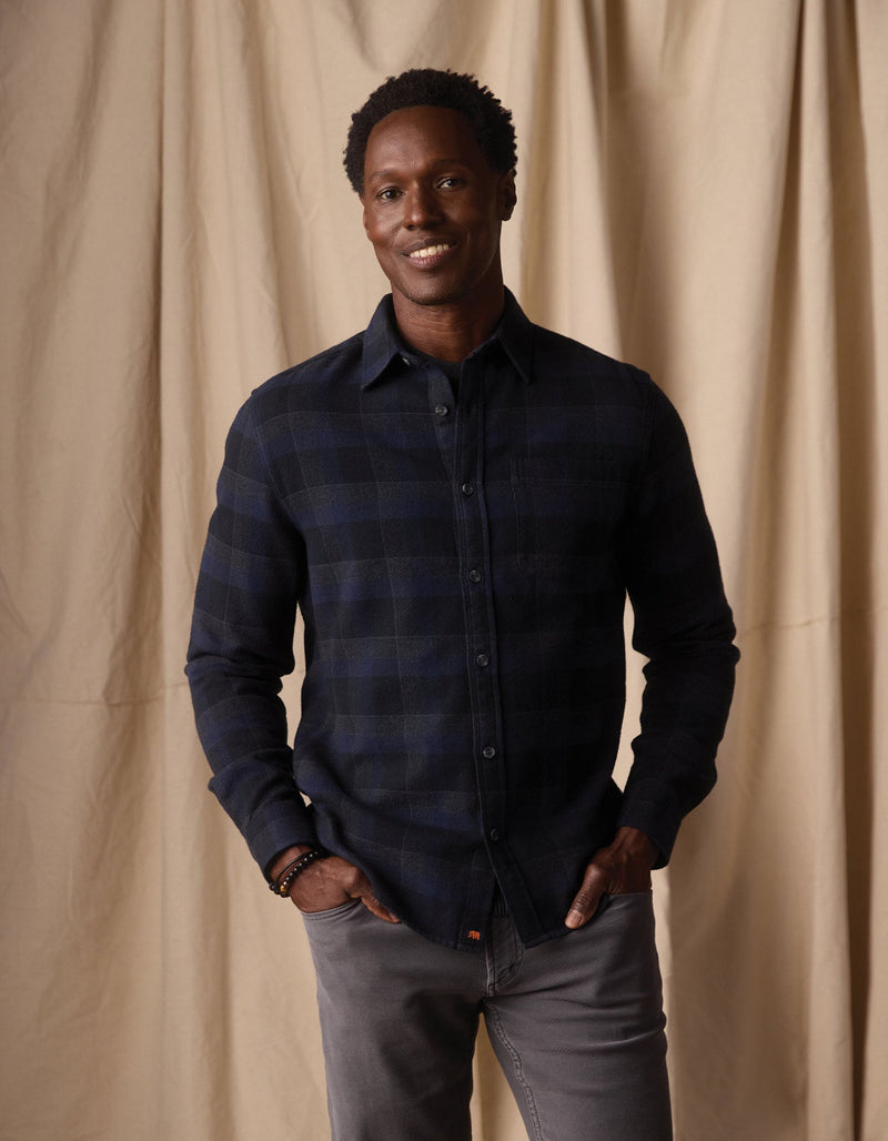 Louis Heavyweight Flannel Overshirt in Midnight Blue