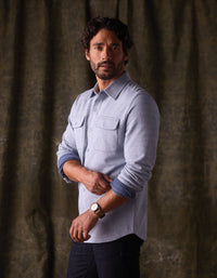 Textured Knit Shirt in Vintage Blue