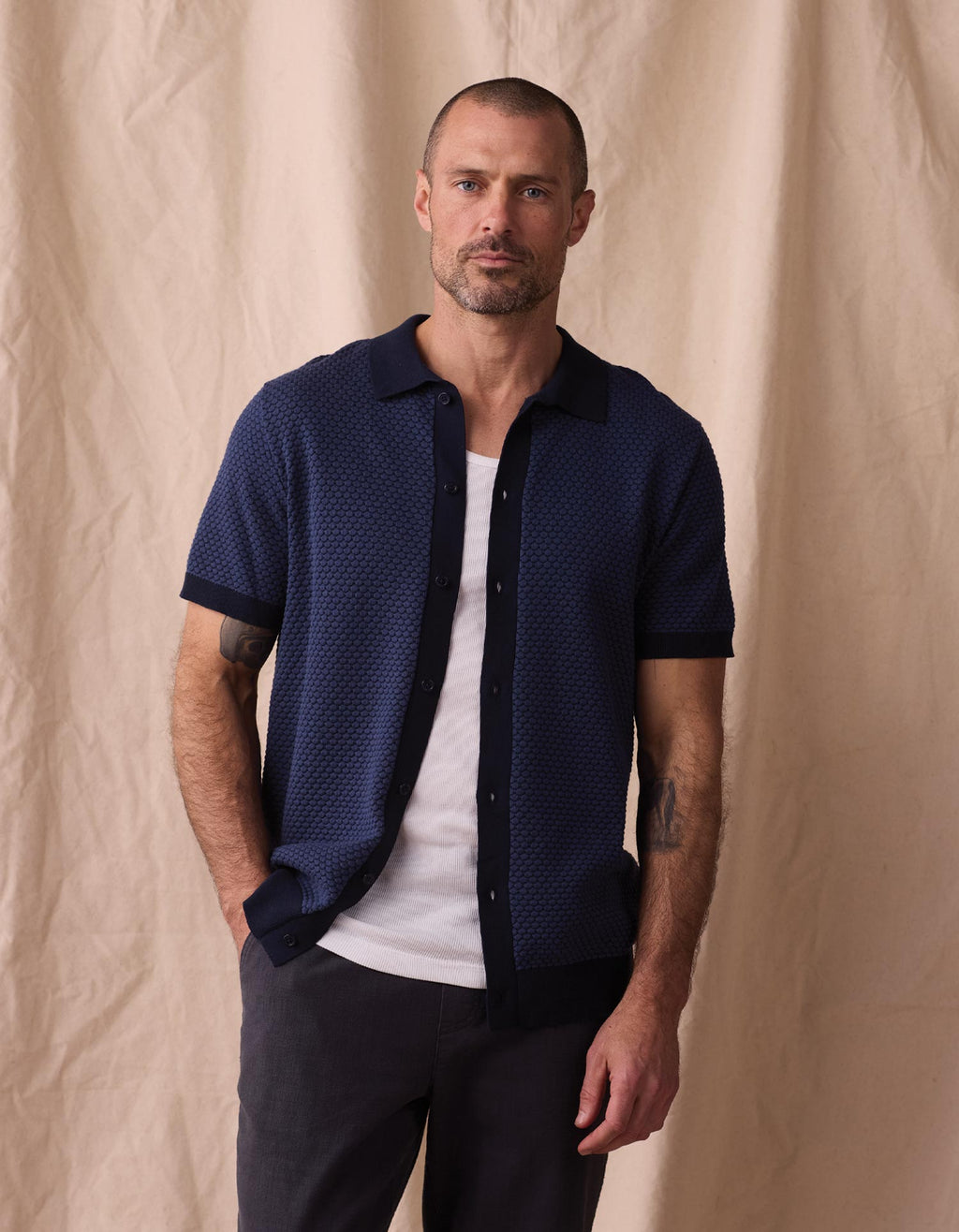 Robles Knit Jacquard Button Up