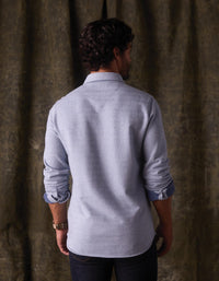 Textured Knit Shirt in Vintage Blue
