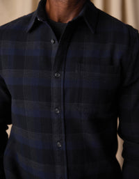Louis Heavyweight Flannel Overshirt in Midnight Blue