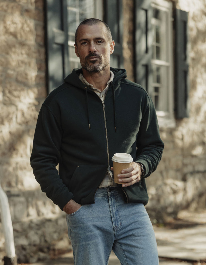 Normal Fleece Full Zip Hoodie in Varsity Green