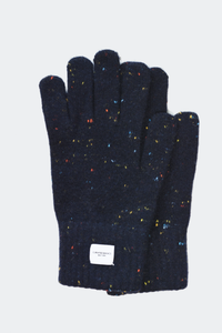 Ribbed Cashmere Wool Knitted Glove: Navy