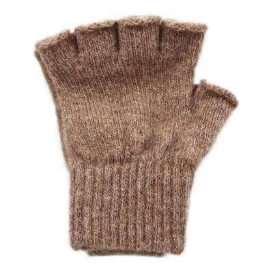 Alpaca Work/Play Fingerless Alpaca Gloves: Brown / Large