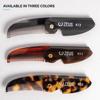 Folding Mustache Comb - Traditional: Tortoiseshell