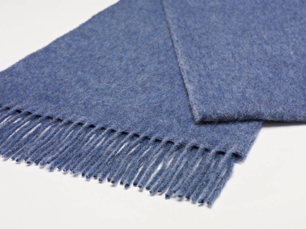 Luxury Airforce Blue Merino Lambswool Scarf