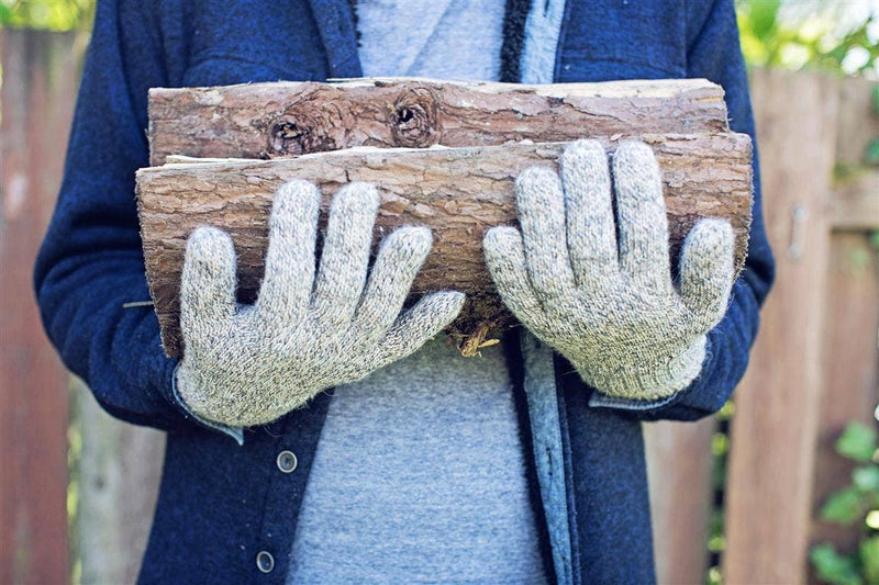 Iditarod 100% Alpaca Double-Thick Reversible Gloves: Black/MedGrey / Large