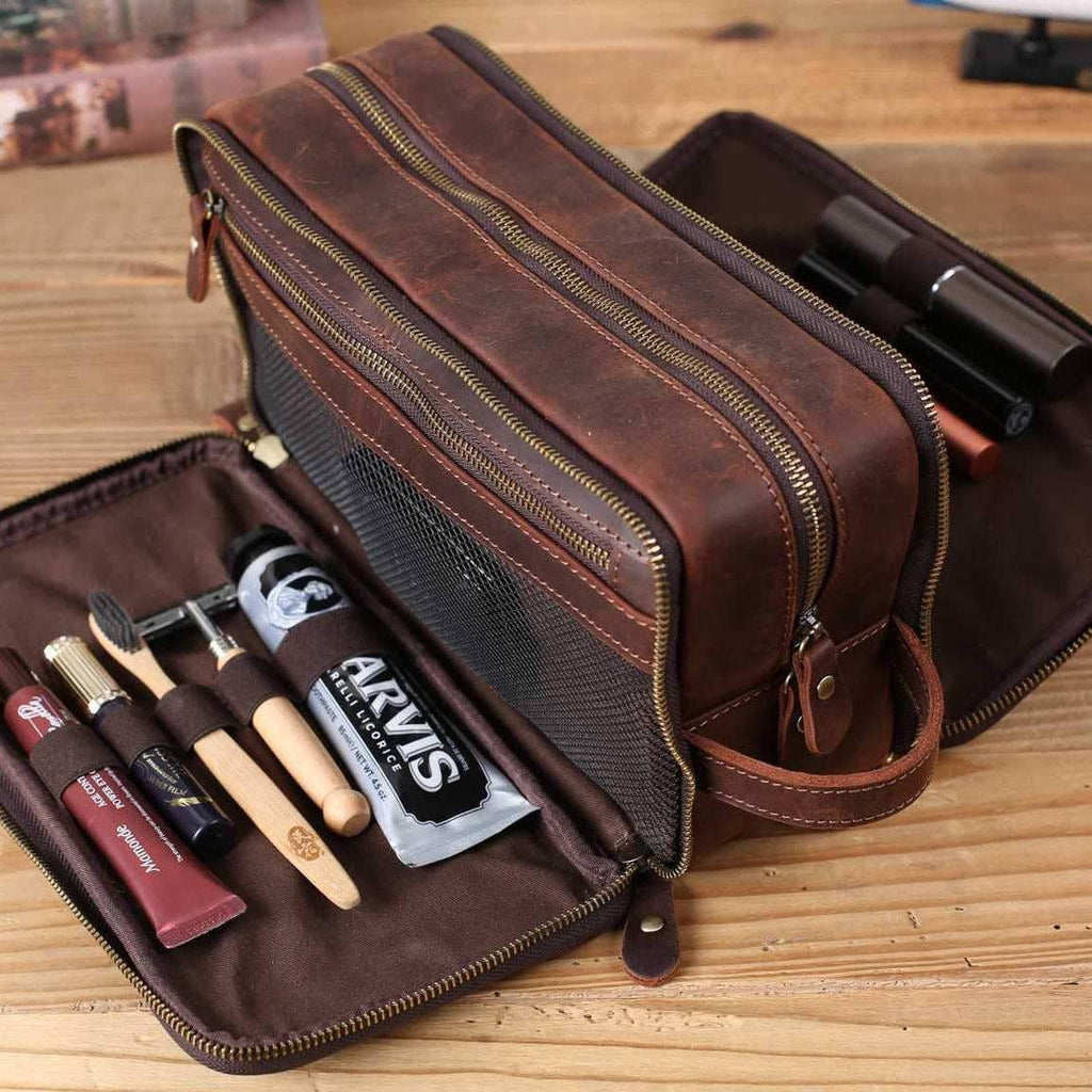 Waterproof Leather Dopp Kit / Standard Size
