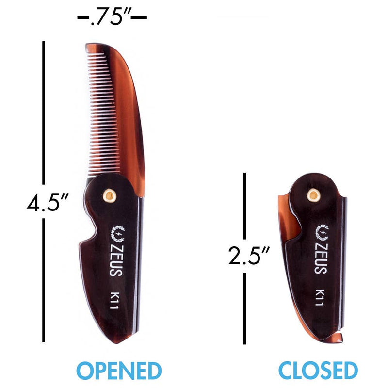 Folding Mustache Comb - Traditional: Tortoiseshell