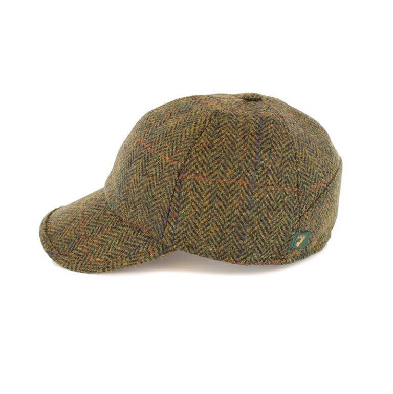 MEN'S BASEBALL CAPS - MADE IN IRELAND - 100% WOOL: Sage Green Plaid / Large