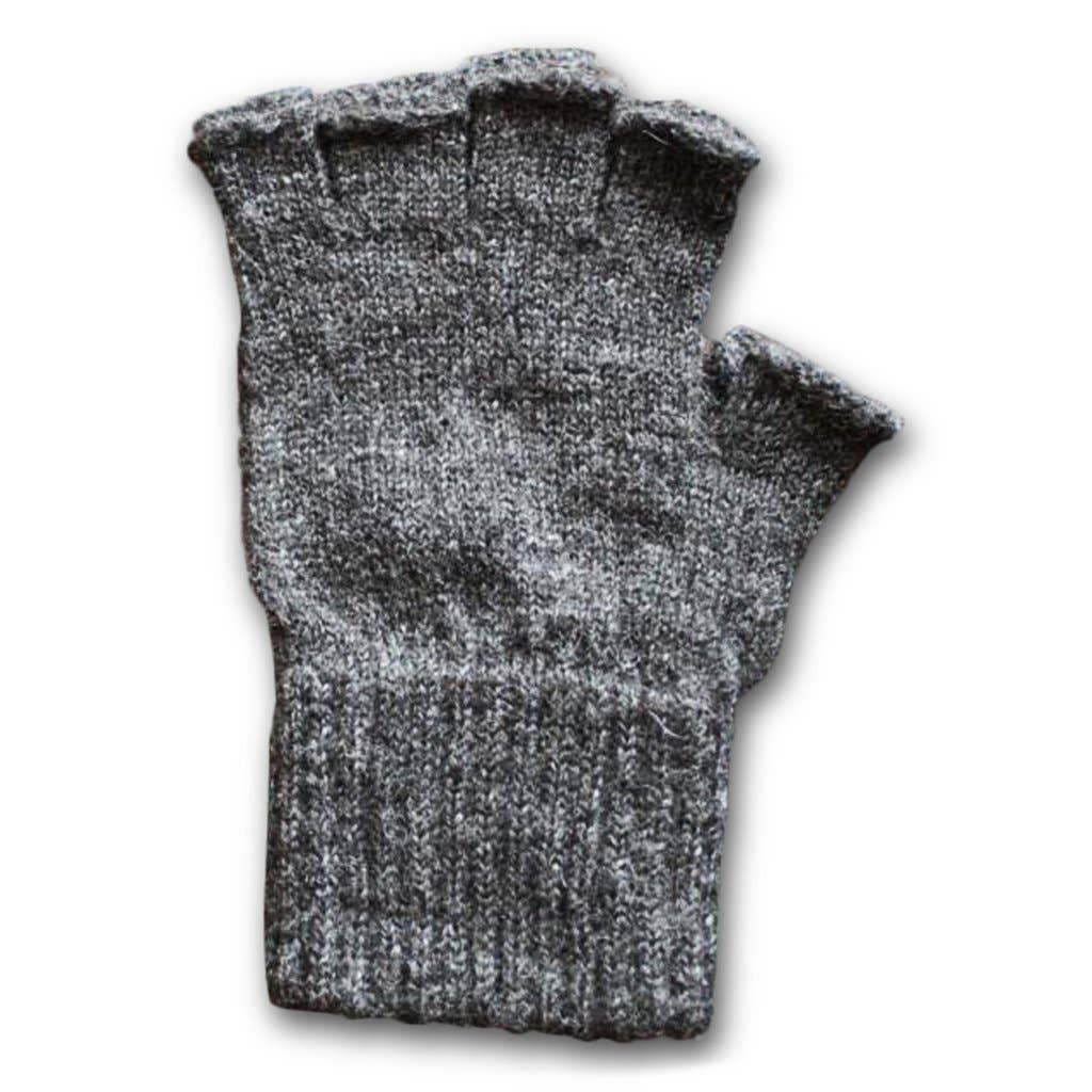 Alpaca Work/Play Fingerless Alpaca Gloves: Brown / Medium
