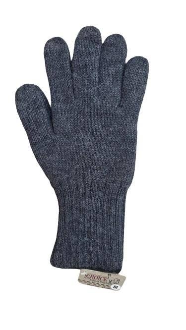 Iditarod 100% Alpaca Double-Thick Reversible Gloves: Black/MedGrey / Large