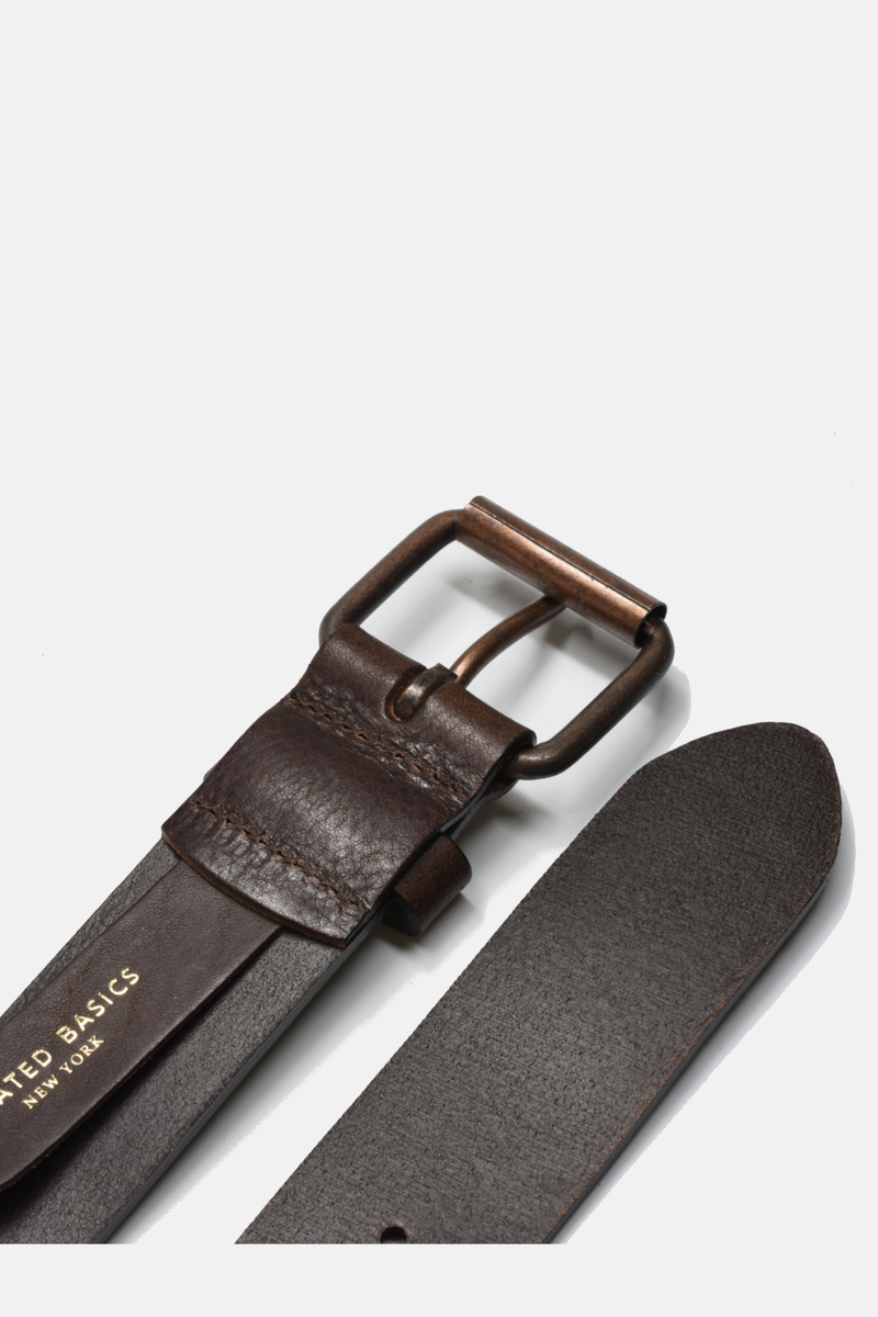Dark Brown Leather with Copper Buckle Belt: Medium