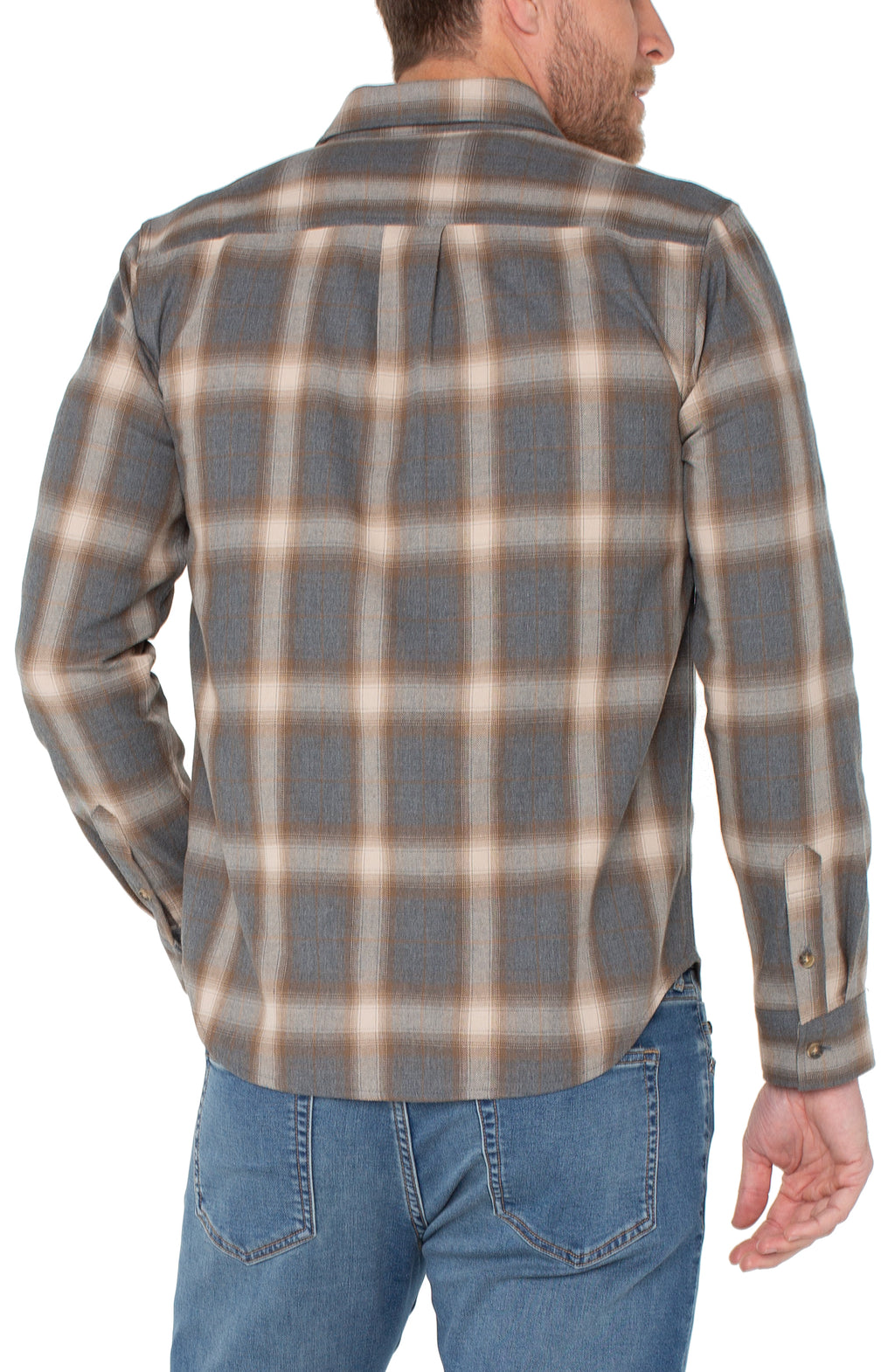 Multi/Beige Double Pocket Button Up