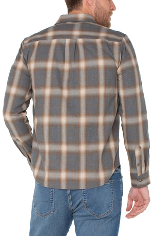 Multi/Beige Double Pocket Button Up