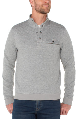 Heather Gray Pleated Snap Pullover