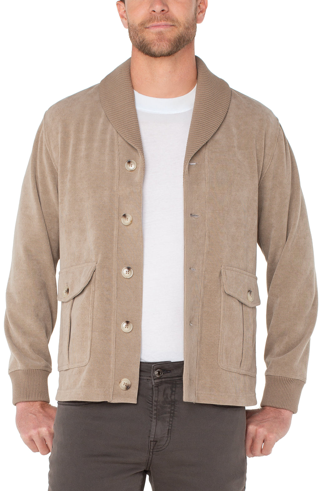 Taupe Collared Cardigan