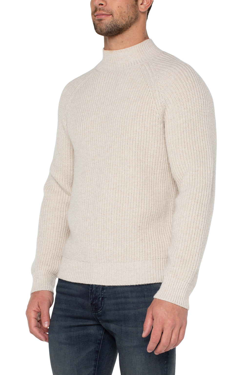 Shaker Stitch Mock Neck Sweater