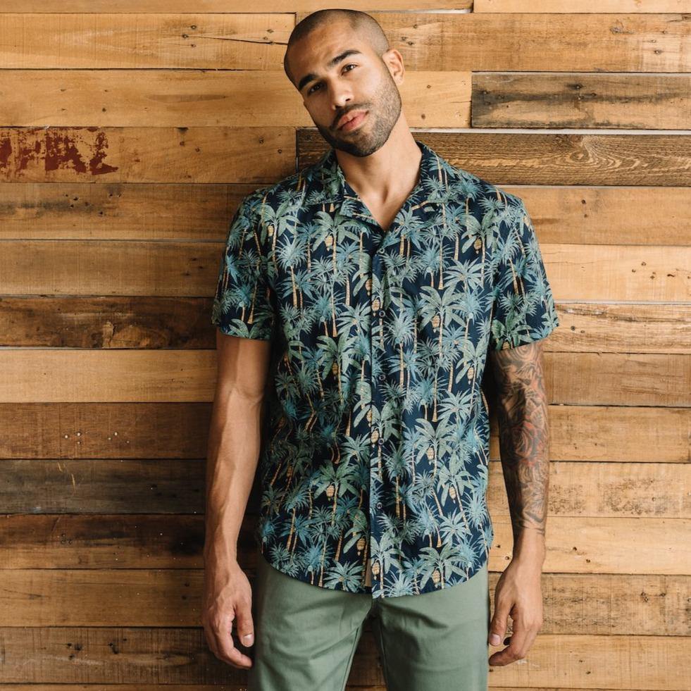 Truman Camp Shirt in Tropical Palm Print