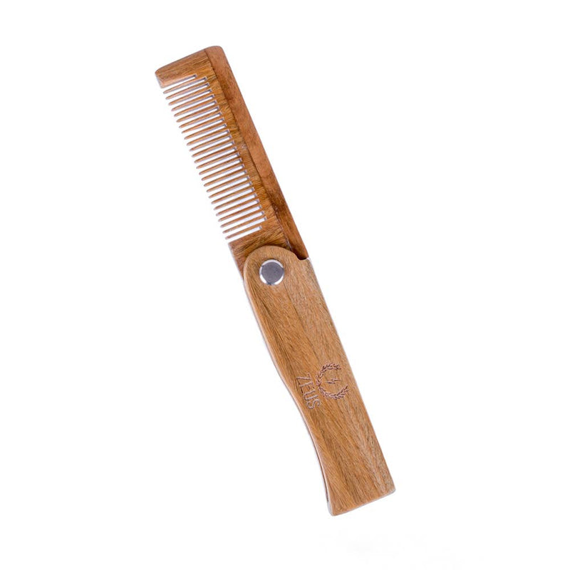 Zeus Sandalwood Beard Foldable Comb (F31)