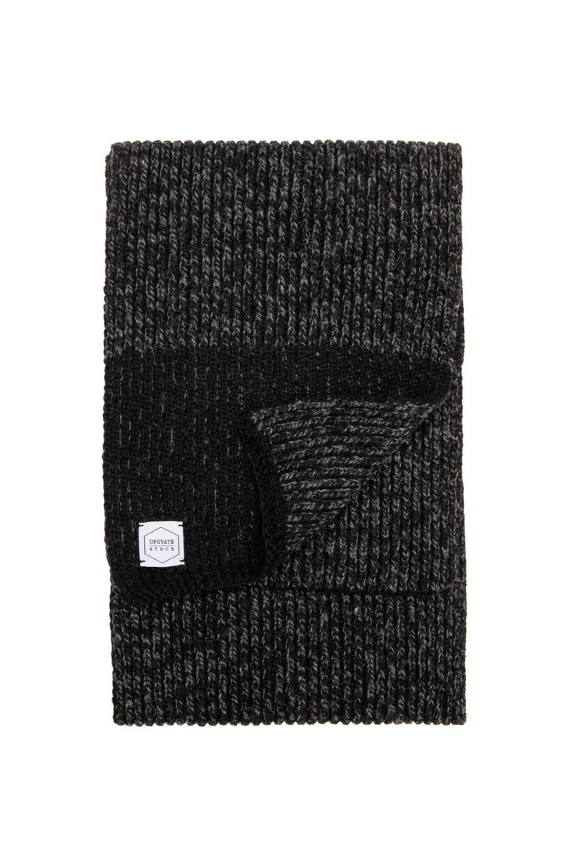 Black Melange Ragg Wool Scarf